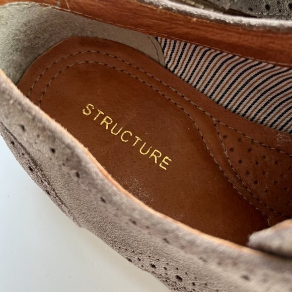 Structure Preston Lace Up Oxfords Mens Size 9 Gray Leather Shoes‎ Work Career - Picture 3 of 8